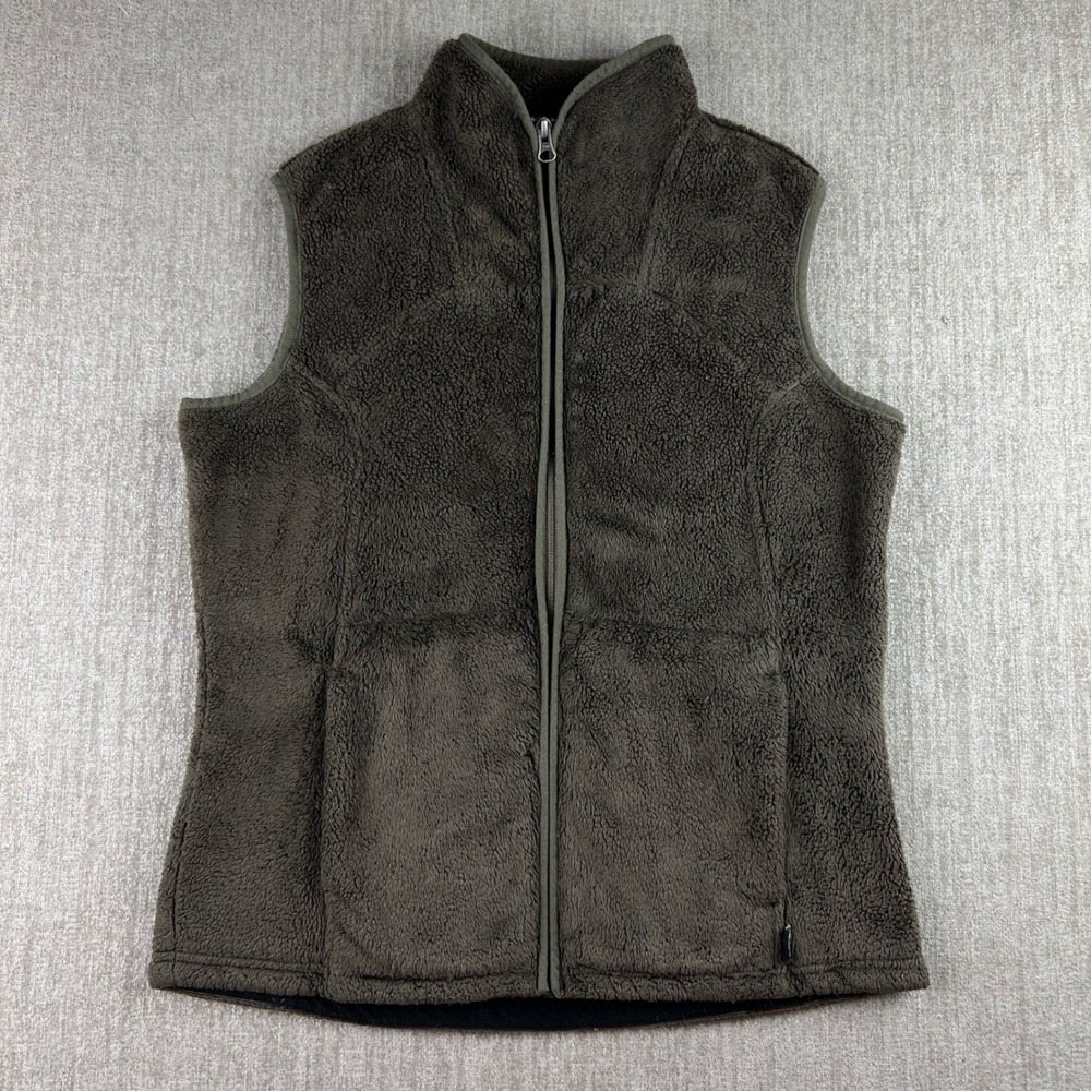 The North Face Osito Fleece Vest Womens Medium Brown Full Zip‎ Pockets Sherpa